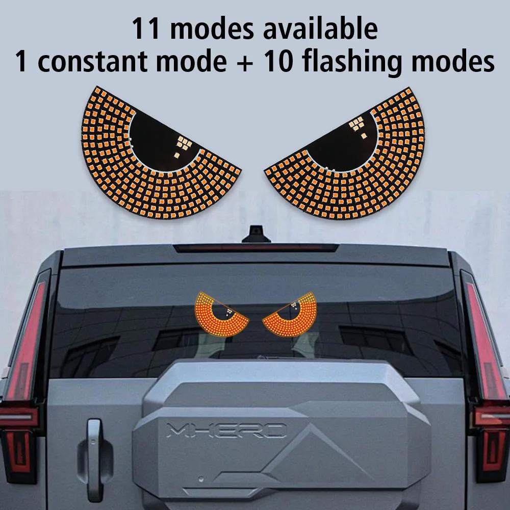 Светодиодные сигнальные огни для лобового стекла автомобиля, мигающие светодиодные декоративные огни USB, гибкие светодиодные панели для лобового стекла автомобиля, светящиеся в виде глаз дьявола