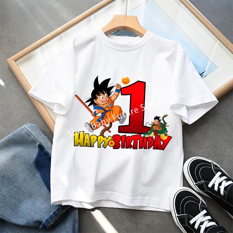 Футболка Dragon Ball Goku Летняя Белая Детская С Короткими Рукавами Хлопковая Одежда Мультяшное Аниме Детская Каваи Милая Подарки Дышащая Мягкая