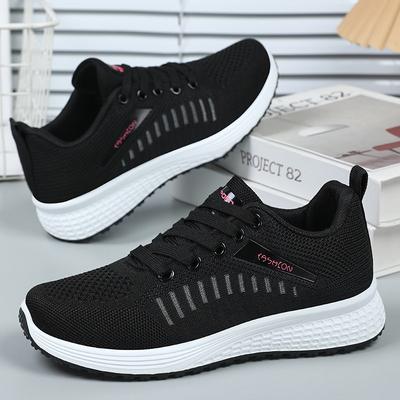 Женская обувь новые дышащие кроссовки на мягкой подошве из летящей ткани беговые кроссовки на шнуровке амортизирующие одинарные туфли однотонные простые туфли женские