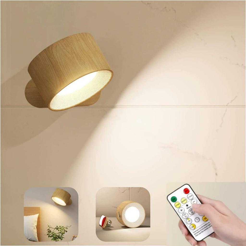 1pcs LED Wall Mounted Lights,Rechargeable Battery Operated Wall Sconce with Remote,3 Color Temperatures & Dimmable Magnetic 360° Rotation Cordless