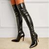 Fashion Sexy Thigh High Boots for Women Snake Print Leather Pointed Over-the-Knee Boots Side Zipper 11CM Thin High Heel Party Shoe Botas