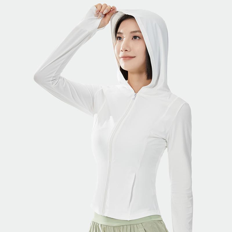 Sunscreen clothes women's summer cool slim stand-up collar UV protection women's yoga jacket breathable long-sleeved original yarn sunscreen clothes