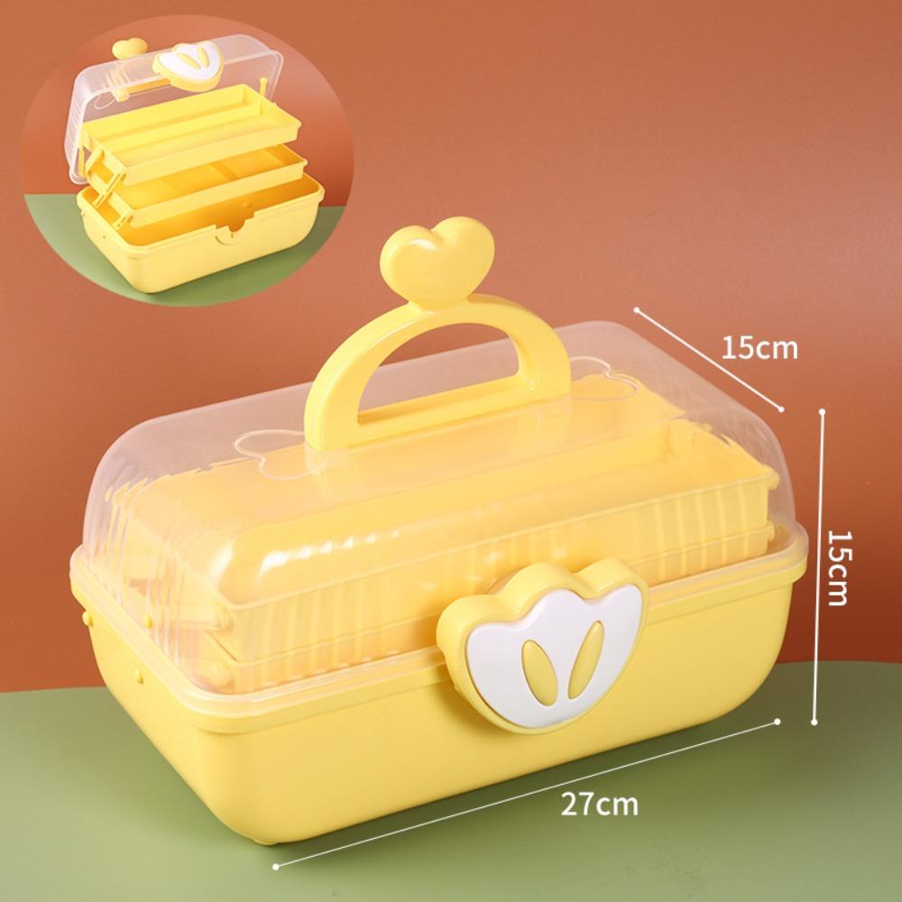 3 Layers Hairpin Storage Box Foldable Transparent Lid Toy Organizer Box Cartoon Large Capacity Jewellery Box Hair Accessories