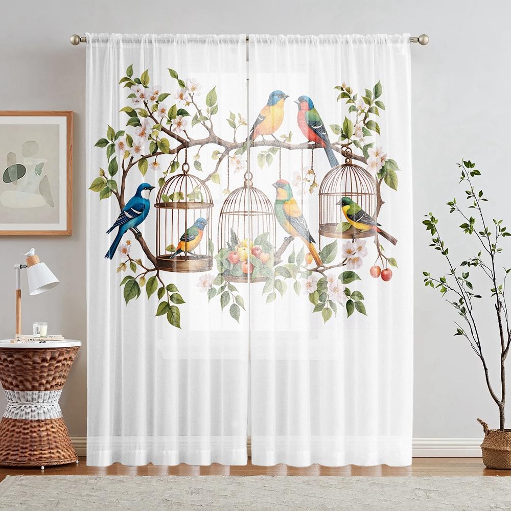 2 шт. HD цифровая семицветная птичка цветок фигурка напечатанная на окне балдахин украшение дома стиль декоративная гостиная спальня R