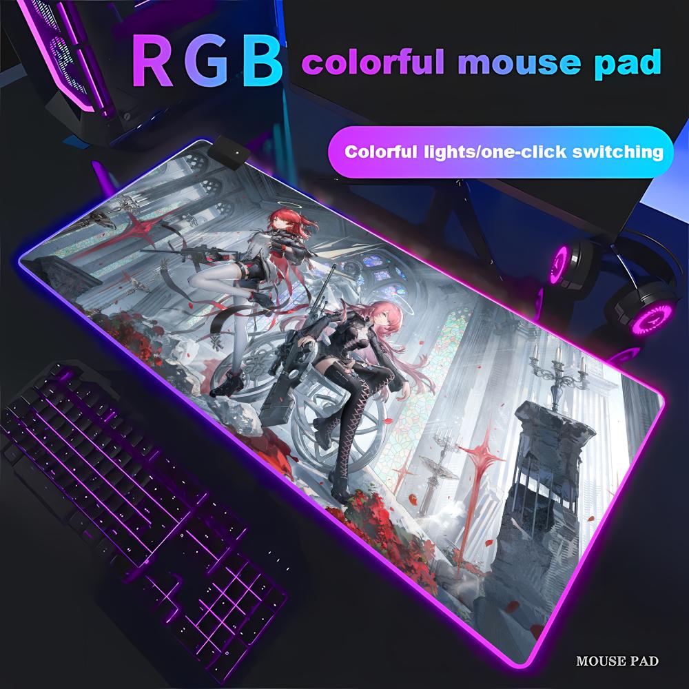 Arknights Gabinete Коврик для мыши RGB Игровой коврик для мыши HD Игровой Большой светодиодная подсветка XXL Коврики для мыши ПК Компьютерный коврик Нескользящий
