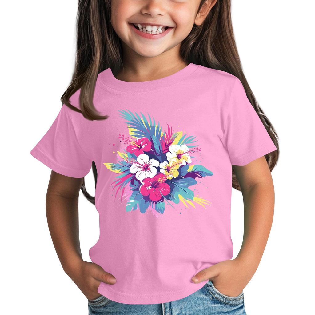 Детская модная повседневная футболка с круглым вырезом и короткими рукавами