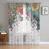 Bohemian Abstract Style Floral Plants Sheer Curtains Living Room Bedroom Tulle Curtains Kitchen Voile Window Treatment Drapes