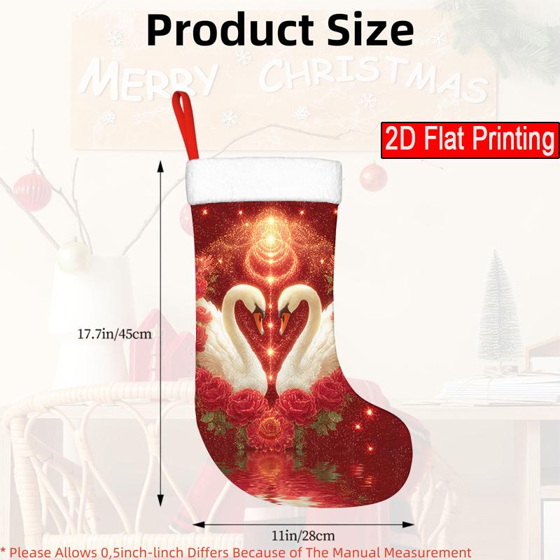 Christmas decoration fireplace hanging stocking () 1PC&1PC&4PCLove Swan (5) - pattern Christmas gift socks, Christmas de