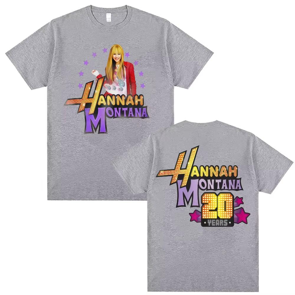 Pop Star Hannah Montana 20Th Anniversary Logo T-shirts Men Women Fashion Trend Aesthetic T Shirt Cotton O-Neck Hip Hop T-shirt