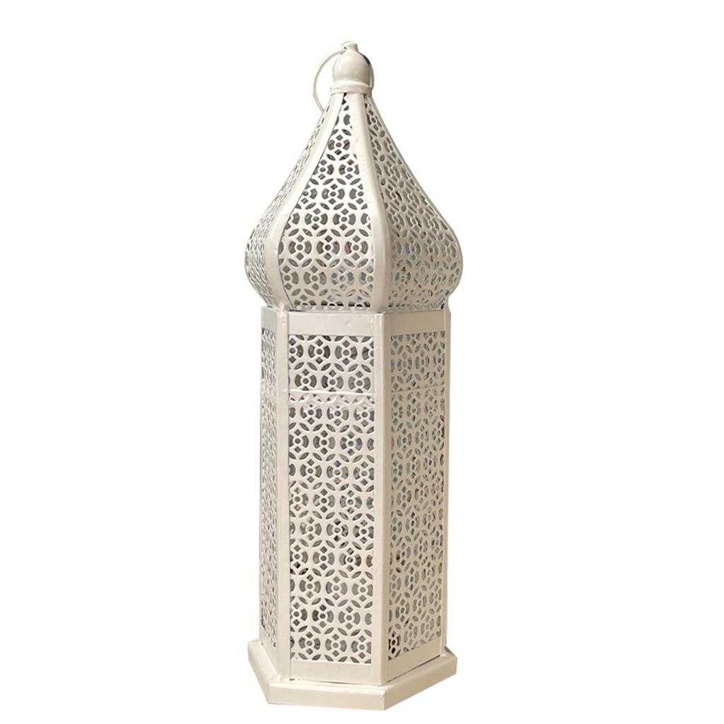 LED Wind Lamp Decorative Moroccan Style LED Iron Lantern with Hollow Pattern for Romantic Room Decoration