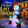 5.9FT LED Inflatable Xmas Yard Decor Snowman Penguin Set Christma Toy Gift Home Decoration Ornament Xmas Supplies Holiday Decor
