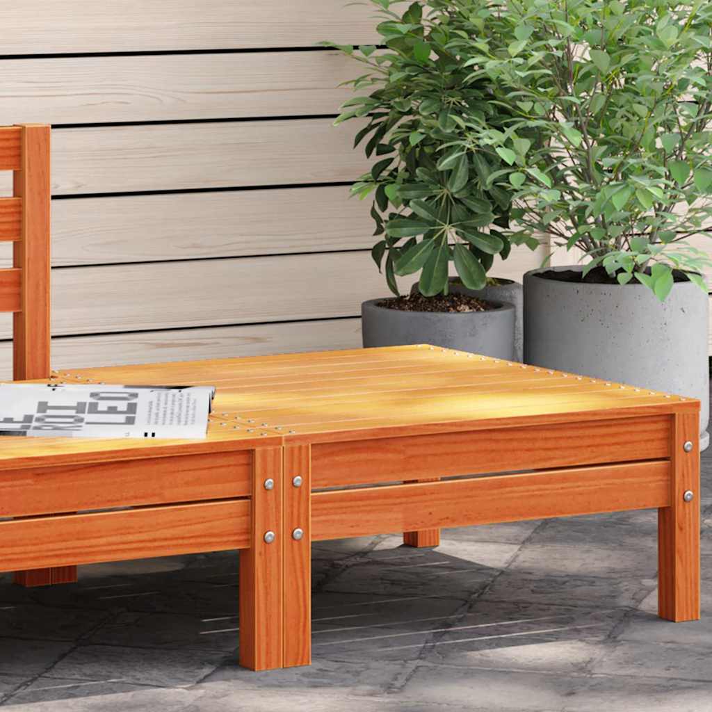 Garden Stool Wax Brown Solid Pine Wood