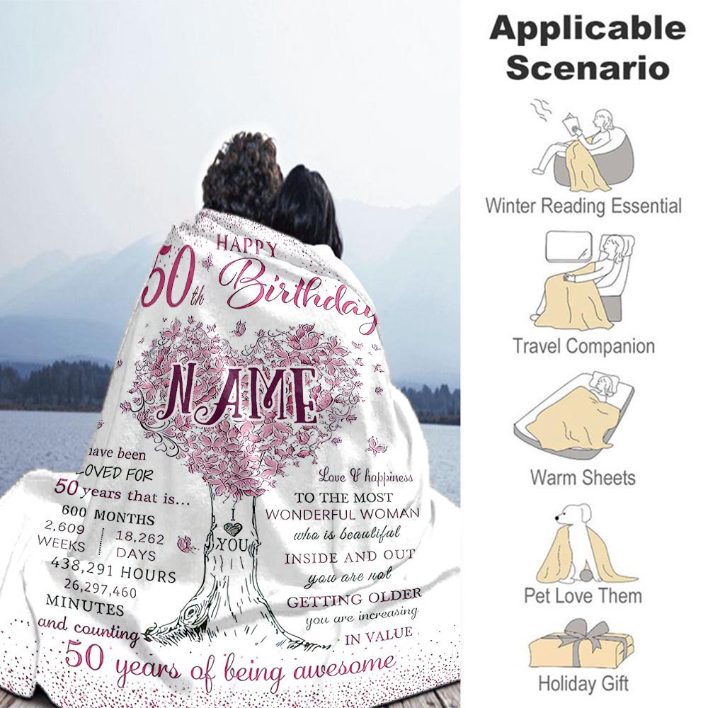 Birthday Personalized Name Blanket Throw Customizable Blanket Ultra-Soft Throw For Office Bedding Office Chair Home Decor Ideal for All Seasons