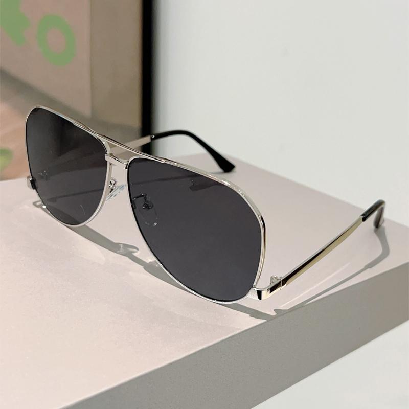 Солнцезащитные очки-авиаторы большого размера женские новые классические модные с двойной переносицей ретро дизайн бренда для улицы защита от УФ-лучей