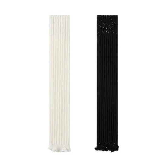 1 пара зимних чехлов для икр, трикотажные противоскользящие однотонные эластичные чехлы с искусственным жемчугом в стиле Лолиты, JK, для косплея, повседневной носки, для занятий спортом и отдыха, гетры