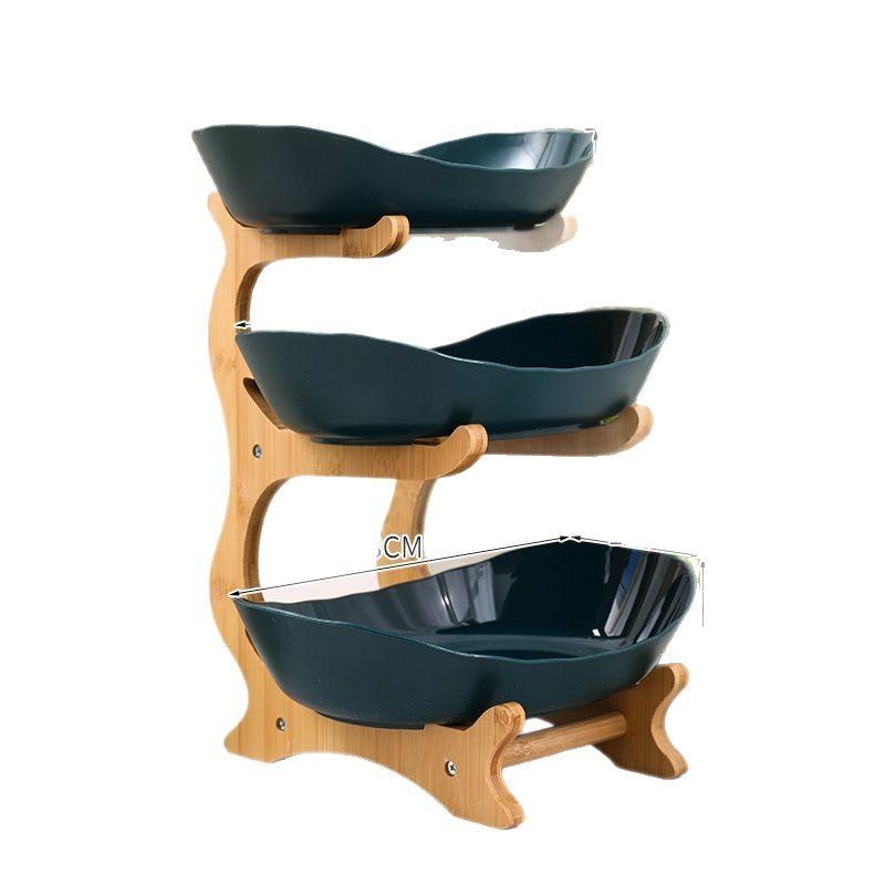 Бытовой Многослойный Поднос из Массива Дерева Гостиная Поднос для Фруктов Хранение Корзина для Фруктов Поднос для Закусок Подставка для Десертов