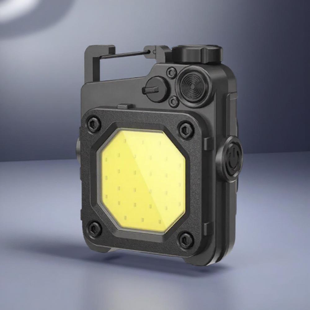 Rechargeable COB Pocket Flashlight Hands-Free Keychain Ultra Bright LED Work Light 6 Modes Type C Fast Charging