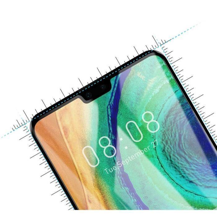 Coque pour Huawei MATE 30 + Verre Trempe Bord Noir - Protection Silicone Souple Mince Film Vitre Protection Ecran Phonillico®