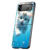 Мультяшный Милый Кот Рыба Эстетичный Чехол для Телефона Для Samsung Galaxy Z Flip 7 6 5 4 3 5G Flip7 Flip6 Flip5 Flip4 Flip3 Черный Fund