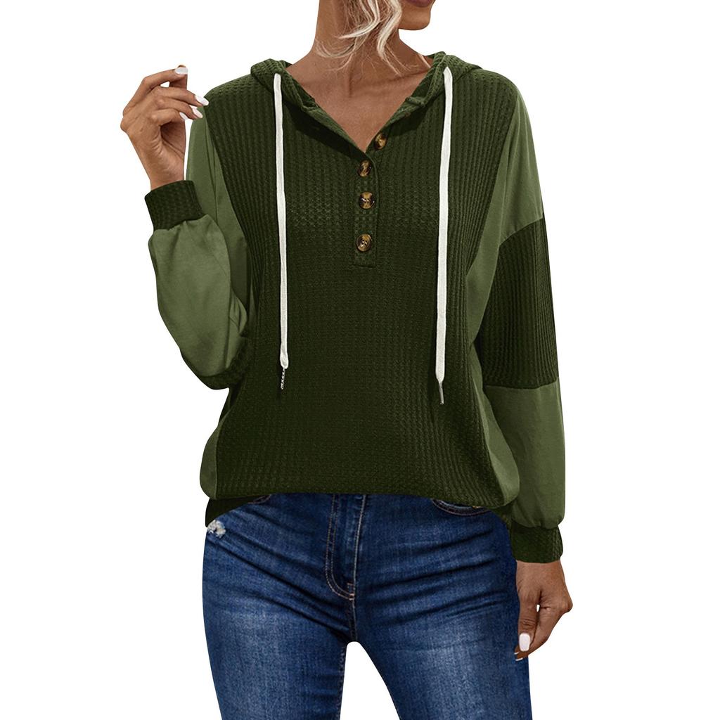 Женская однотонная рубашка с капюшоном и длинными рукавами на пуговицах