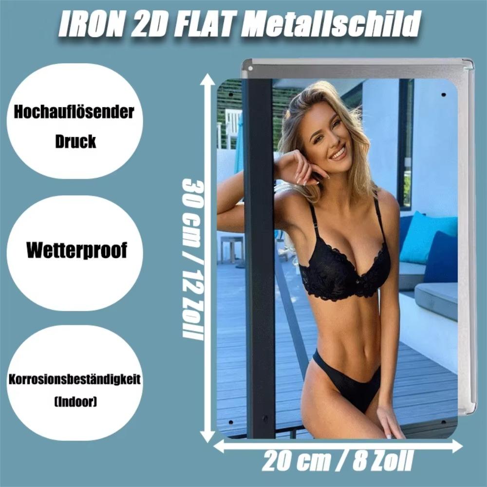 Винтажная металлическая настенная табличка 8x12 дюймов Женщина в бикини Ретро Декор для дома