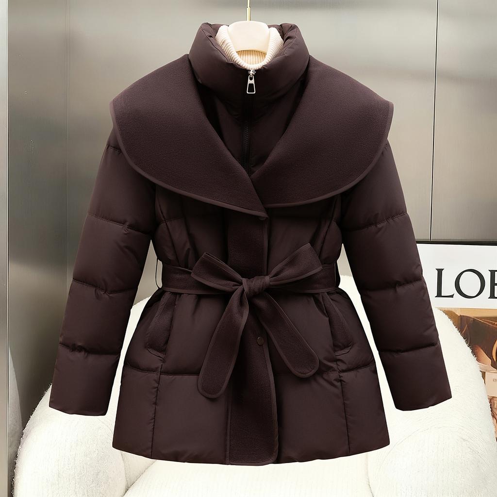 waist slim slim hooded lace-up warm jacket new year thickened cotton-padded women