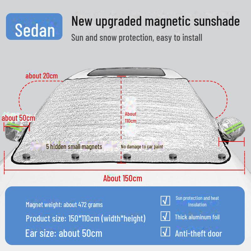 Утолщенный магнитный снегозащитный экран: Солнцезащитный козырек на лобовое стекло с защитой от замерзания и обледенения