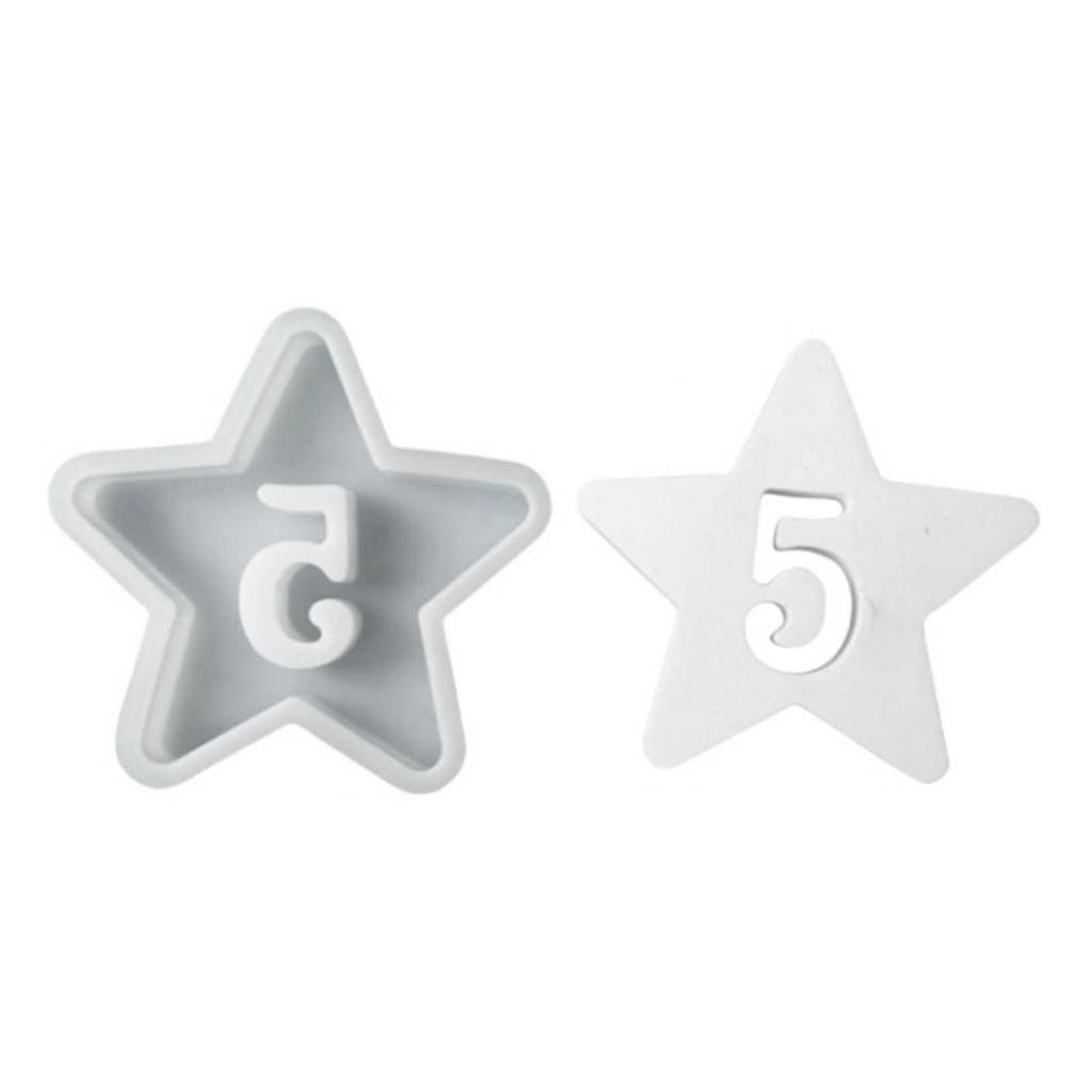Hollow Number Silicone Molds Star Shape Casting Mould Epoxy Resin Mould DIY Baking Molds Candle Molds Home Decorations