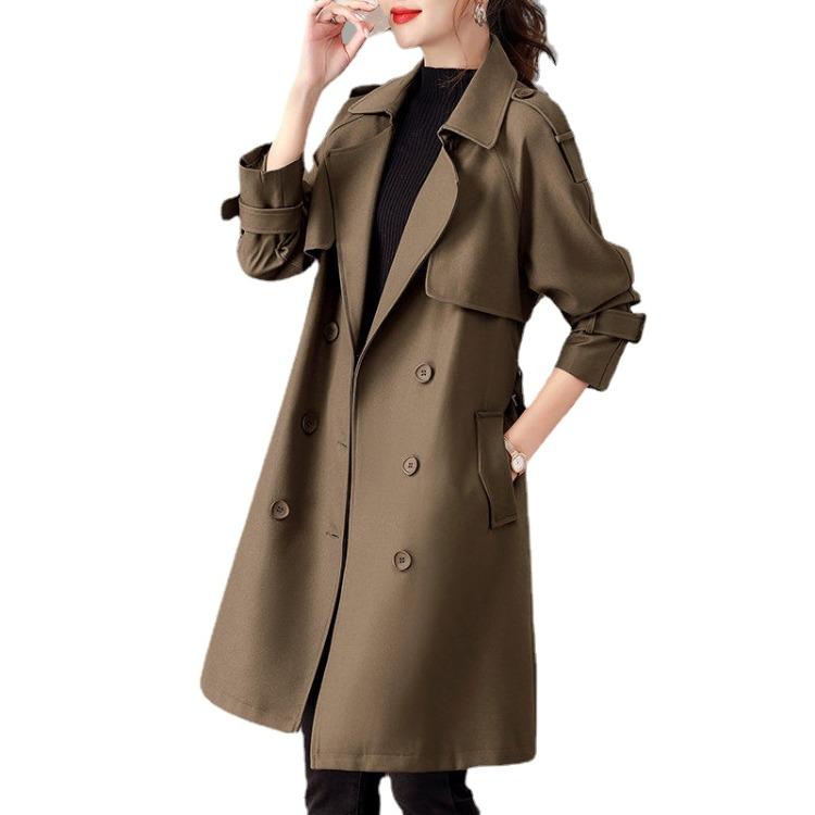 Длинный тренч для женщин в британском стиле и модной одежде