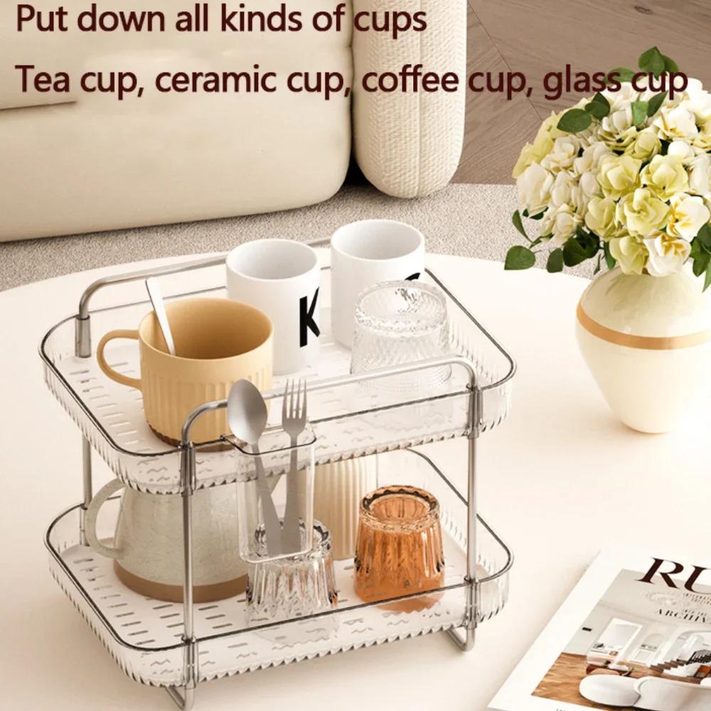 2 Tier Makeup Rack Skincare Countertop Organizer Office Double-Layer Water Cup Holder Seasoning Shelf Bathroom Storage Shelves