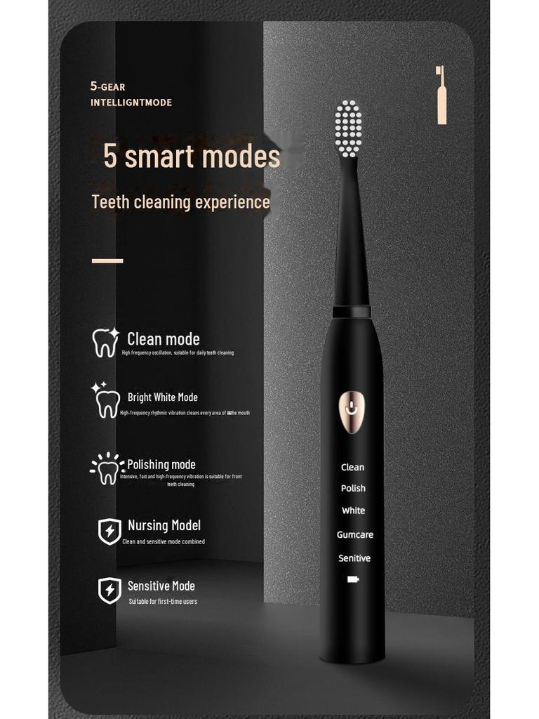 Набор электрических зубных щеток Jian: Аккумуляторные звуковые щетки для взрослых и пар, черные и белые - Бесплатная доставка