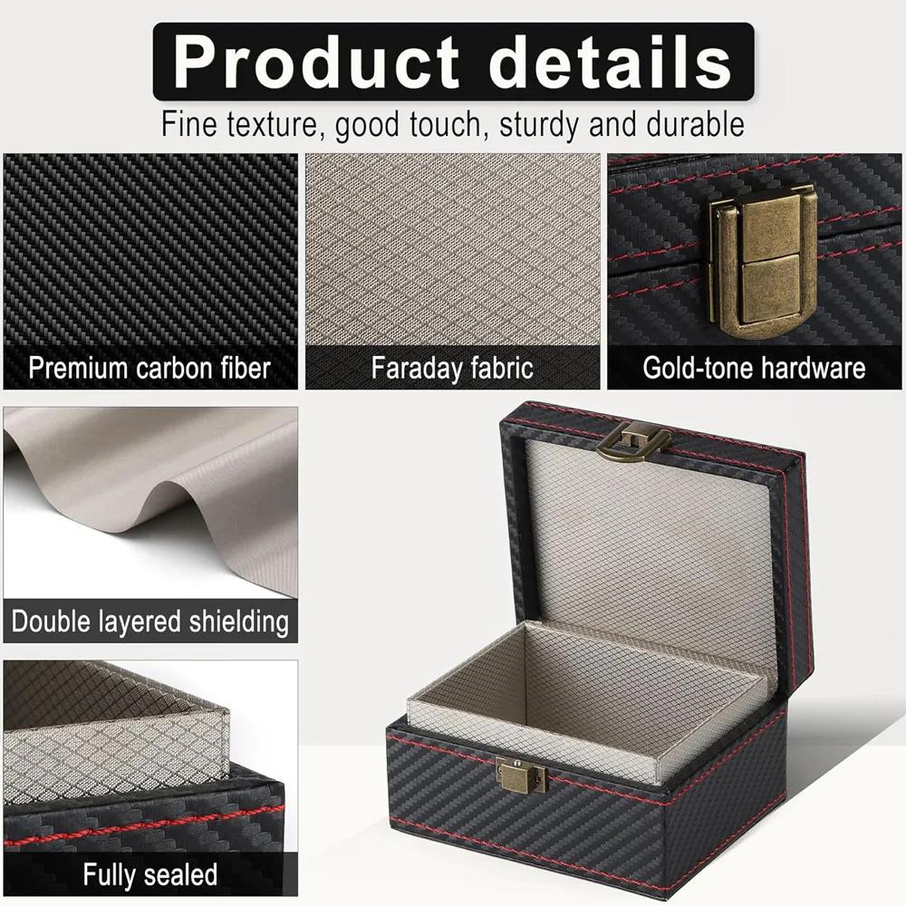 Автомобильный бесключевой ящик Фарадея с черным корпусом из искусственной кожи, противоугонный брелок, блокировщик сигналов RFID, ящик Фарадея, мобильный телефон