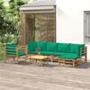 VidaXL Garden Lounge Set 7 Pcs with Green Bamboo Cushions 3155149