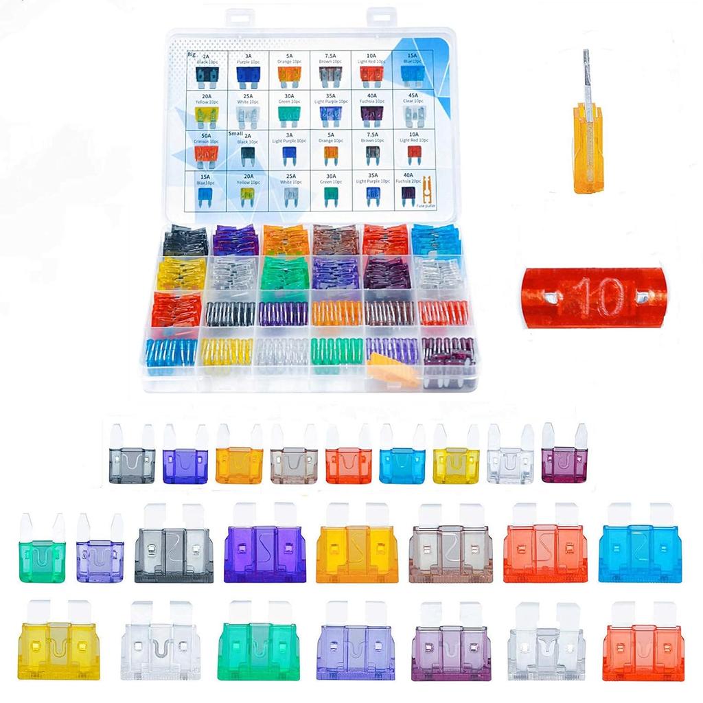 AHL 250PCS Car Blade Fuses Assortment Kit Standard & Mini Auto Fuses 2A/ 3A/ 5A/ 7.5A/ 10A/ 15A/ 20A/ 25A/ 30A/ 35A/ 40A/ 45A/ 50A for Automotive