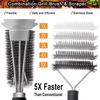 Camping Grill Brush and Scraper Stainless Steel BBQ Cleaning Brush with Deluxe Handl 3 In 1 Bristles Grill Cleaning Brush JT518
