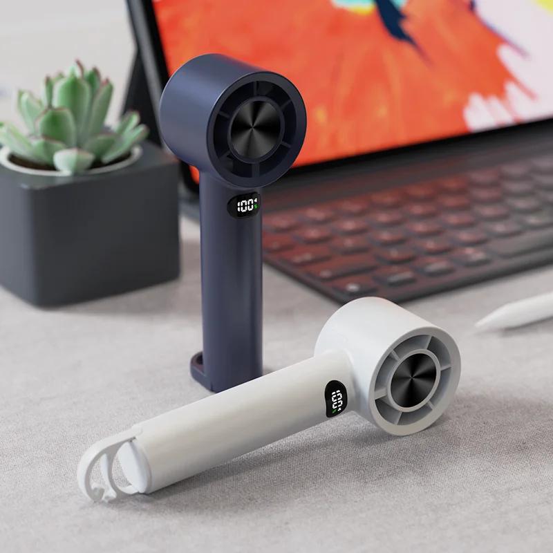 Мини-ручной вентилятор Портативный турбовентилятор USB-перезаряжаемый со светодиодным дисплеем Летний охлаждающий электрический вентилятор для кемпинга на открытом воздухе