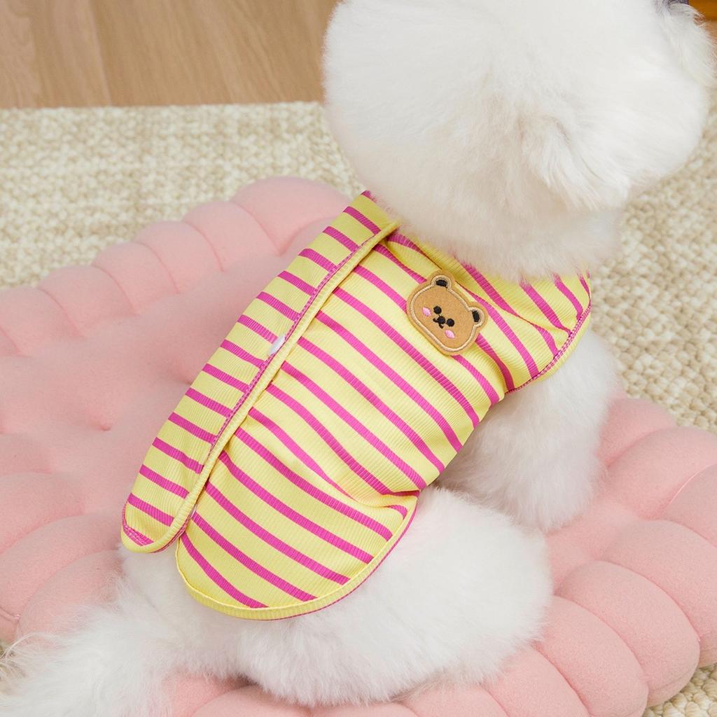 Pet dog cat clothes thin spring and summer vest teddy bear small dog breathable striped back buckle vest