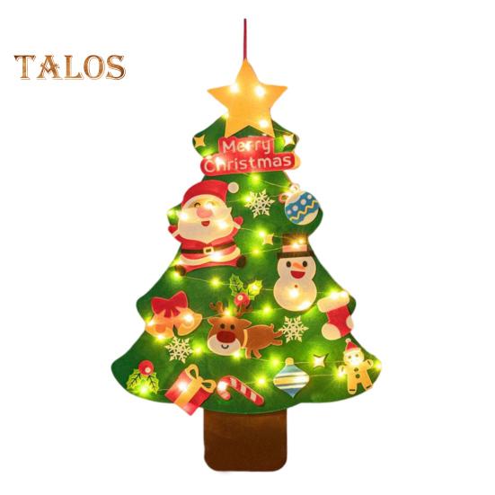 Рождественская елка из фетра своими руками для малышей, большая светящаяся рождественская елка с Санта-звездой, конфетными фигурками, детская развивающая игрушка