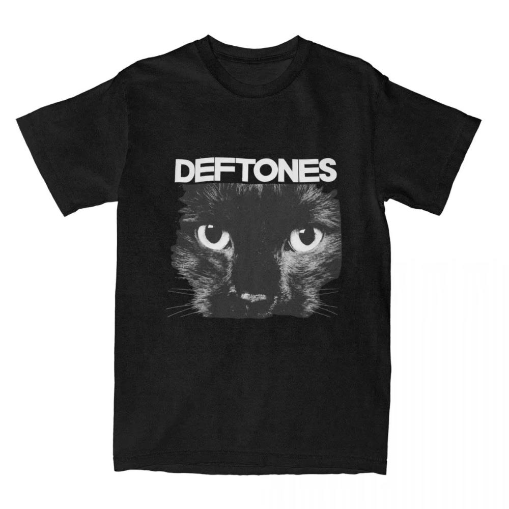 Харадзюку Футболка D-Deftones Черный Кот Хлопковые Футболки Музыкальная Группа Модная Футболка для Мужчин Женщин Пляжная Эстетика Короткий Рукав Т...