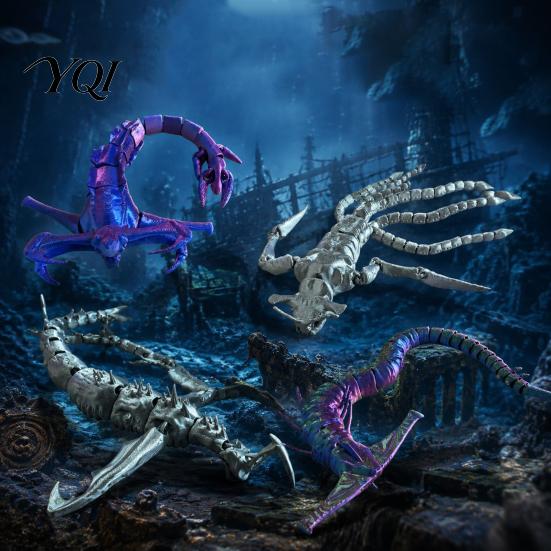 Fine Workmanship Figure 3D Printed Sea Monster Toy, Multi-Joint Articulated Figure, Flexible Mythical Deep Creature Creative Office Ornament