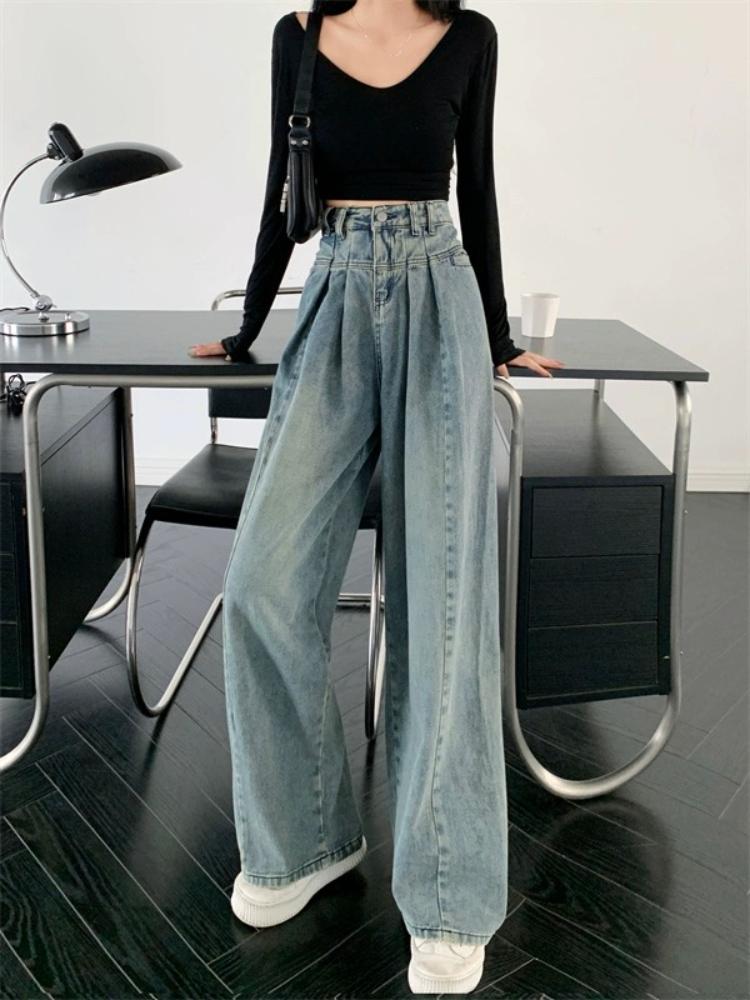 High Street 90s Y2k Винтажные свободные джинсы Женские Эстетические Ретро Уличная одежда Мешковатые джинсовые брюки Harajuku Корейские повседневные широкие брюки