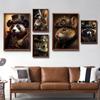 Steampunk Owl Cat Rabbit Squirrel Poster Art Canvas Painting Retro Funny Animal Cat Dog Poster Living Room Home Decor Frameless