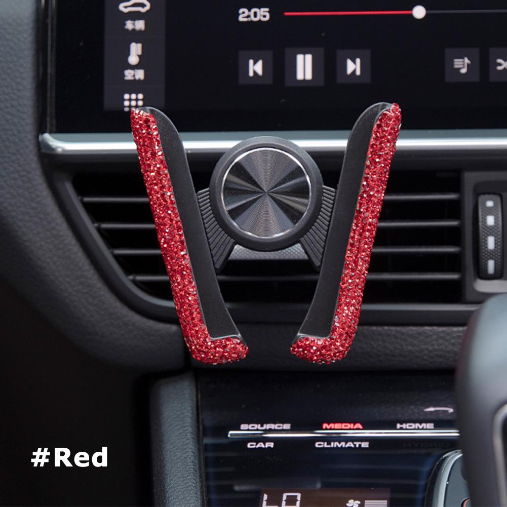 Car Phone Holder Women Diamond Crystal Car Air Vent Mount Holder Mobile Phone Holder Stand In Car Bracket Interior Accessories