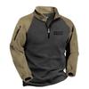 Men's Fleece Warm V-neck Zipper Sweatshirt  Outdoor Sports Coats Pullover Men's Casual Outwear