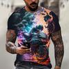 Men's Motorcycle Pattern T-shirt 3D Printed Round Neck T-shirt Casual Loose Men Quick Drying Breathable Comfortable