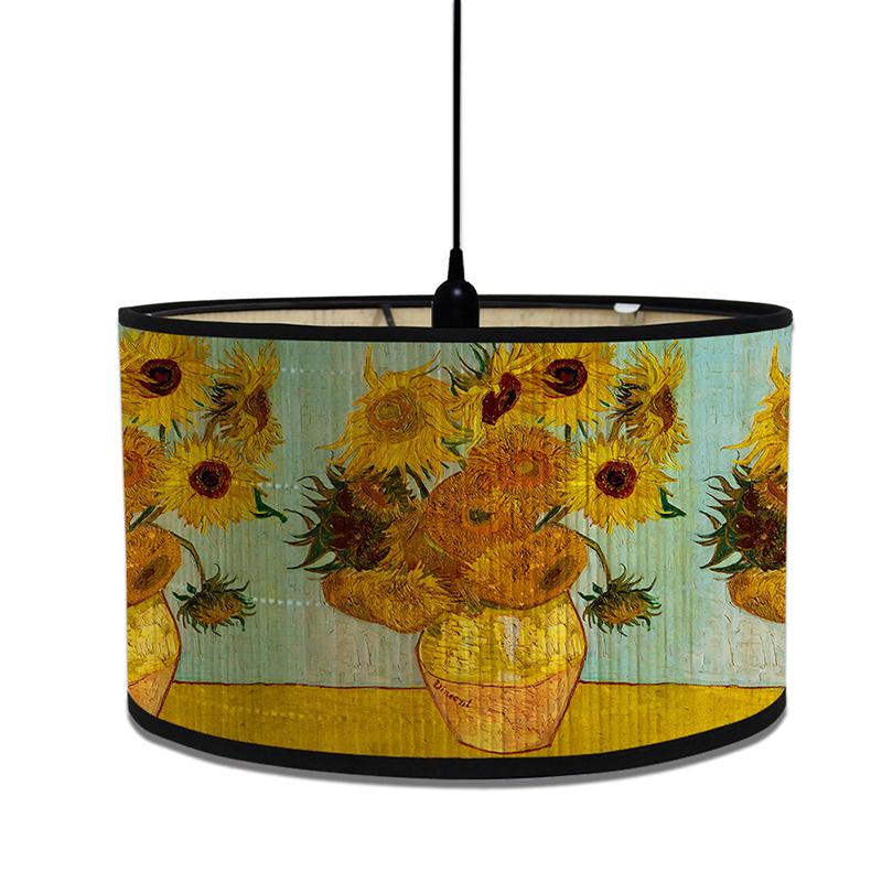 Астральный Подсолнух Абажур Бамбуковое Искусство Абажур Бар Кафе Люстра Декор Ван Гог Расписанный Декоративный Абажур