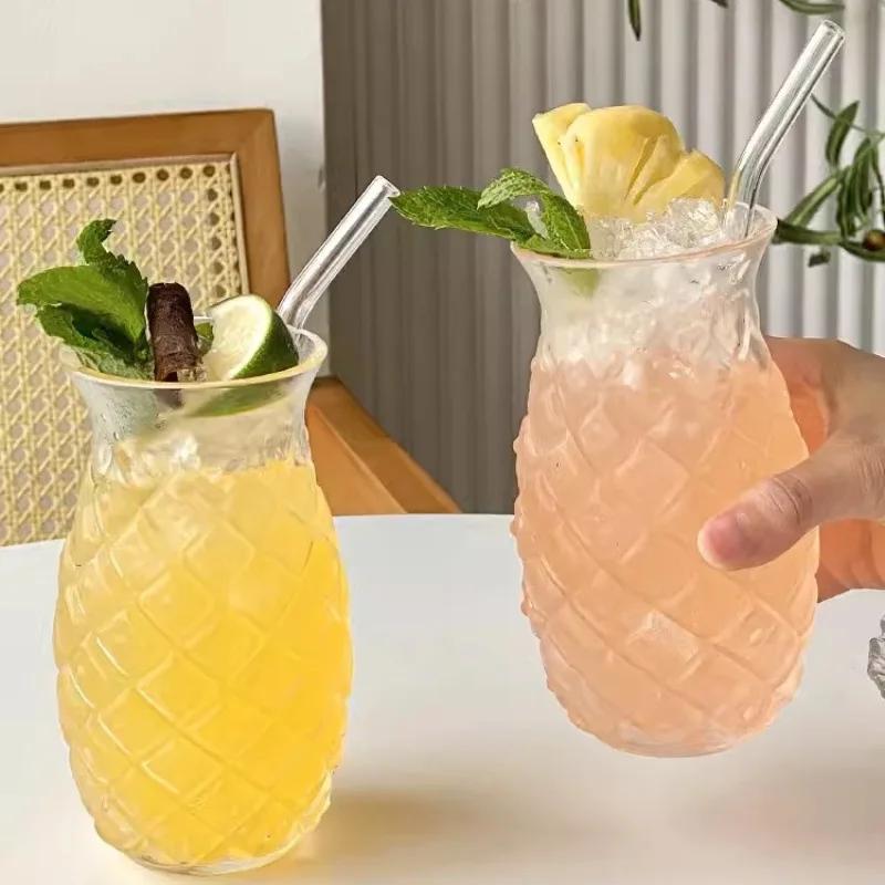 Pineapple Shaped Creative Glass Mug Transparent Tea Coffee Cups Juice Glasses Beer Cocktail Glass Water Drink Bottle Drinkware