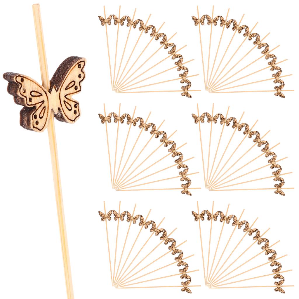 100 Pcs Bamboo Bead Fruit Skewers Food Stick Sticks for Plants Crafting Appetizers