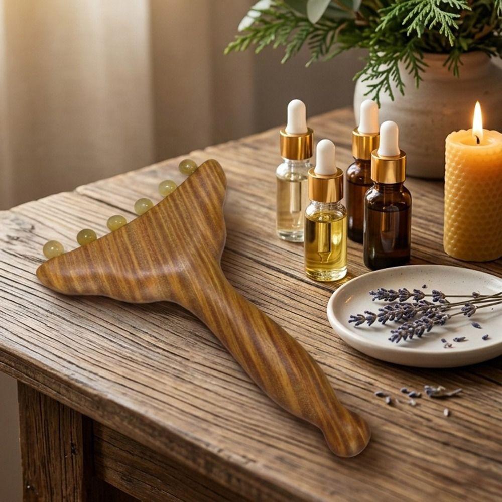 Sandalwood Meridians Massage Comb Copper/Horn Balls Lymphatic Drainage Massager  Breast Massage