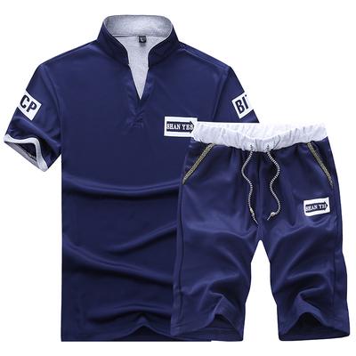 Летняя мужская модная повседневная футболка с короткими рукавами, спортивный костюм